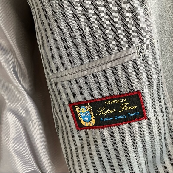 Mens Giorgio Fiorelli Solid Gray Suit Jacket - Picture 5 of 8